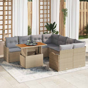 Conjunto de Sofá de Jardim 9 pcs Bege Rattan Sintético