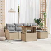 Conjunto de Sofá de Jardim 6 pcs Bege Rattan Sintético