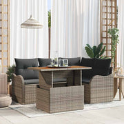 Conjunto de Sofá de Jardim 5 pcs Cinzeto Rattan Sintético