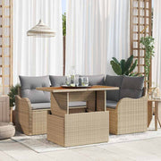Conjunto de Sofá de Jardim 5 pcs Bege Rattan Sintético