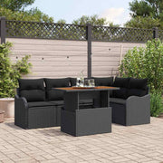 Conjunto de Sofá de Jardim 6 pcs Preto Rattan Sintético