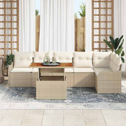 Conjunto de Sofá de Jardim 7 pcs Bege Rattan Sintético