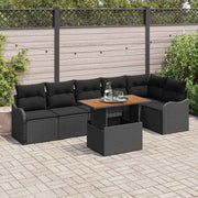 Conjunto de Sofá de Jardim 7 pcs Preto Rattan Sintético
