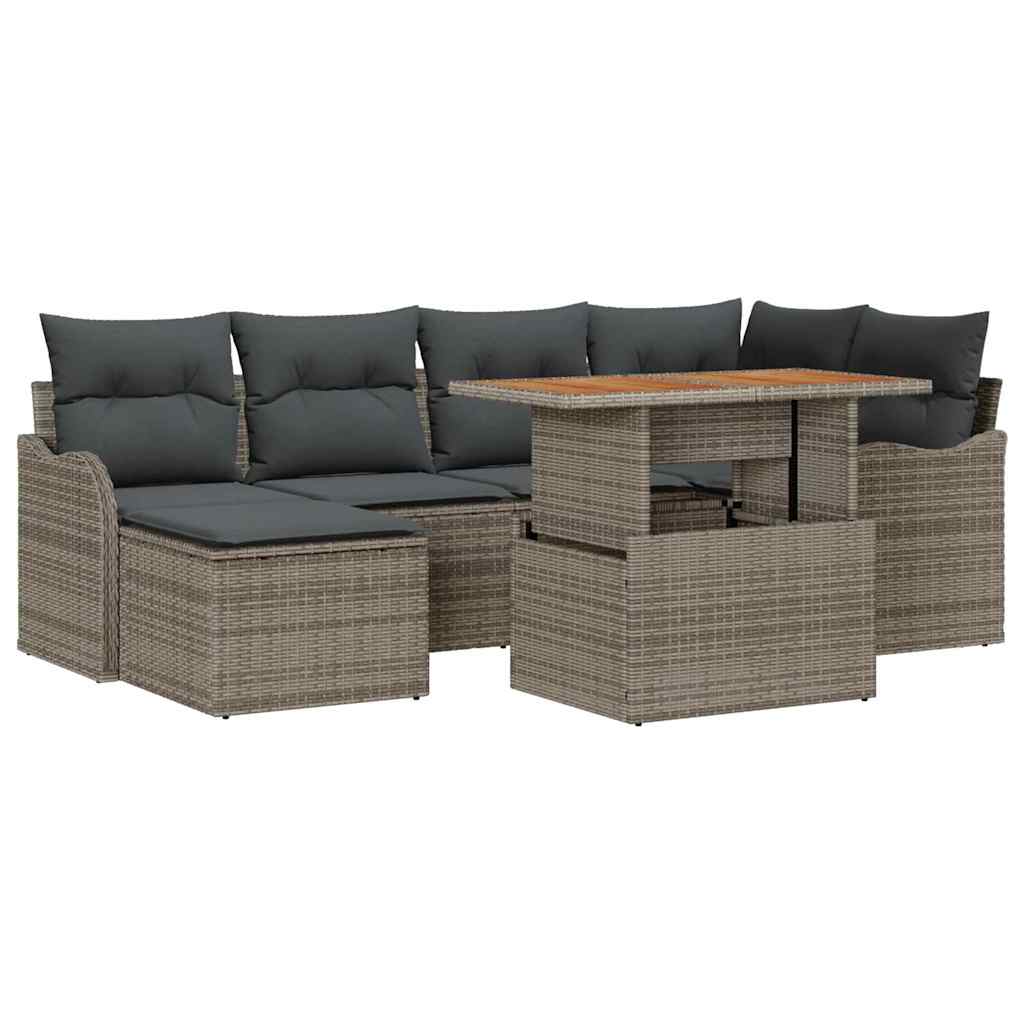 Conjunto de Sofá de Jardim 7 pcs Cinzeto Rattan Sintético
