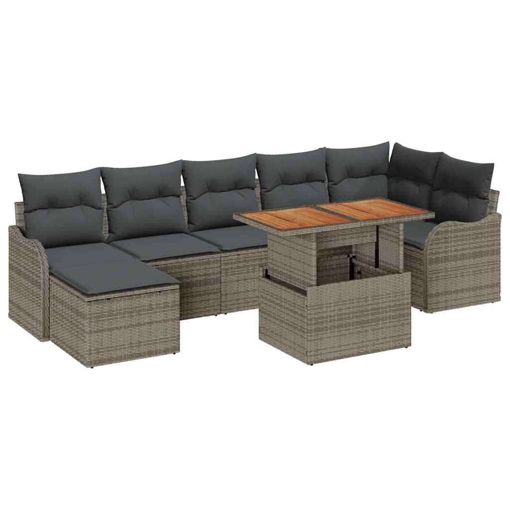 Conjunto de Sofá de Jardim 8 pcs Cinzeto Rattan Sintético