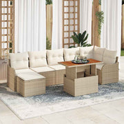 Conjunto de Sofá de Jardim 8 pcs Bege Rattan Sintético