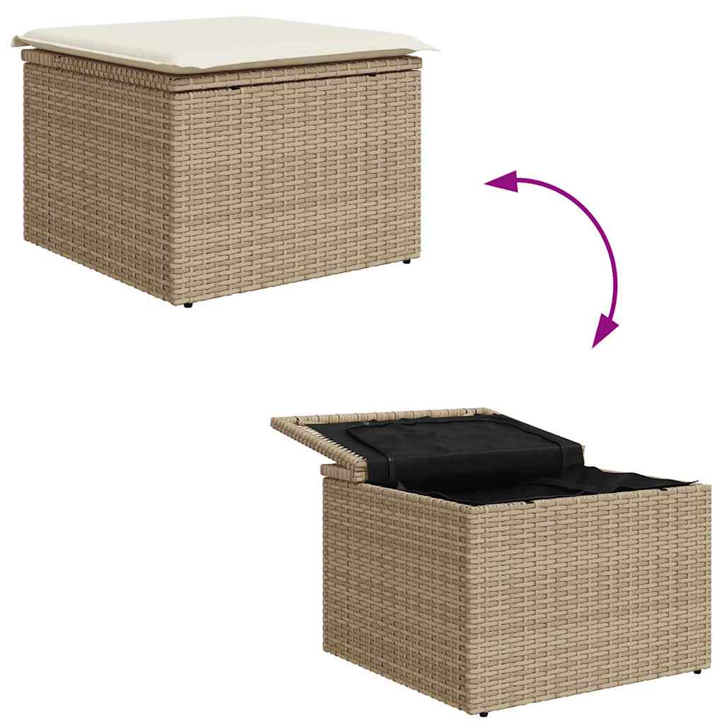 Conjunto de Sofá de Jardim 9 pcs Bege Rattan Sintético