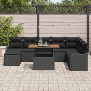 Conjunto de Sofá de Jardim 9 pcs Preto Rattan Sintético