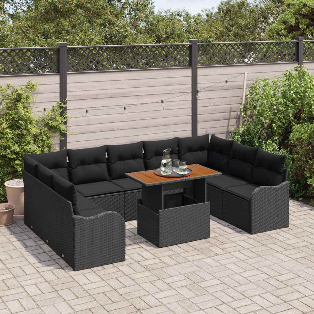 Conjunto de Sofá de Jardim 10 pcs Preto Rattan Sintético