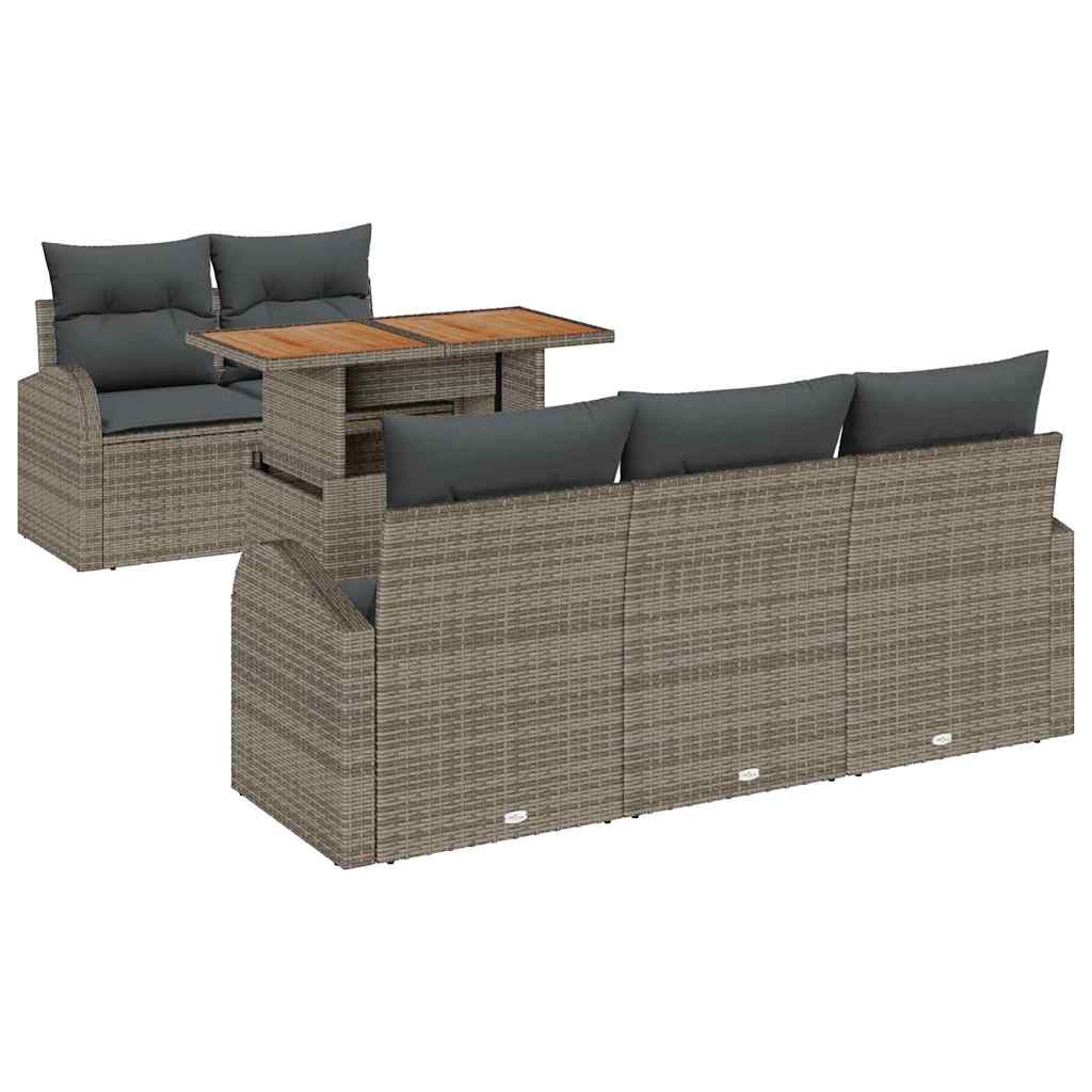 Conjunto de Sofá de Jardim 6 pcs Cinzeto Rattan Sintético