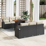 Conjunto de Sofá de Jardim 7 pcs Preto Rattan Sintético