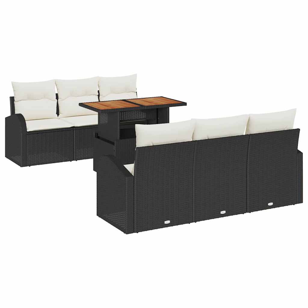 Conjunto de Sofá de Jardim 7 pcs Preto Rattan Sintético
