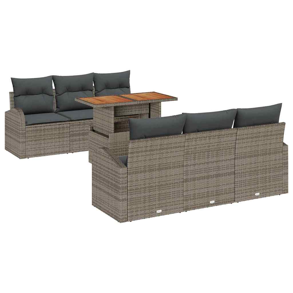 Conjunto de Sofá de Jardim 7 pcs Cinzeto Rattan Sintético