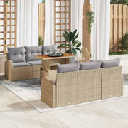 Conjunto de Sofá de Jardim 7 pcs Bege Rattan Sintético