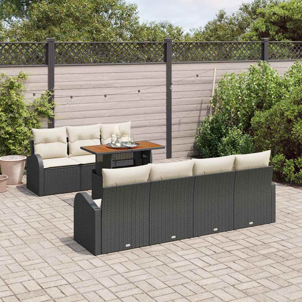 Conjunto de Sofá de Jardim 8 pcs Preto Rattan Sintético