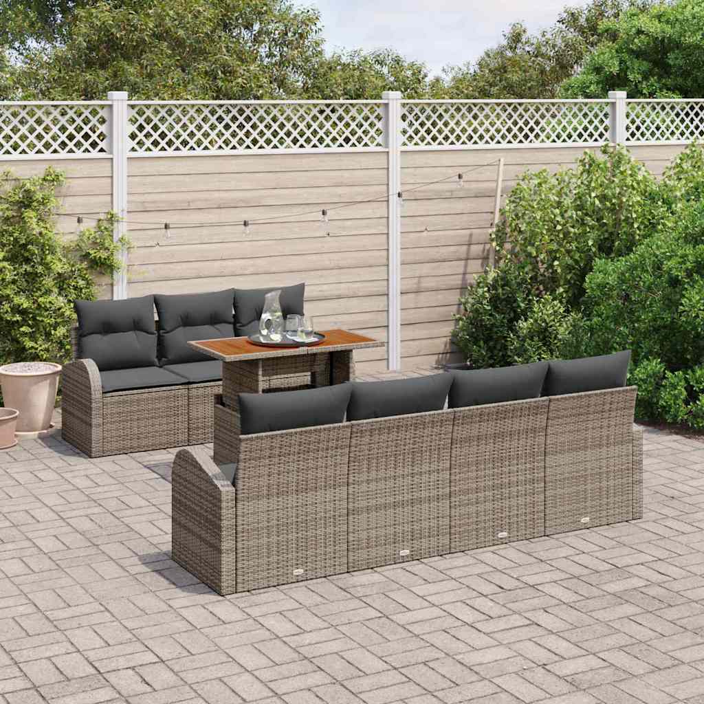 Conjunto de Sofá de Jardim 8 pcs Cinzeto Rattan Sintético