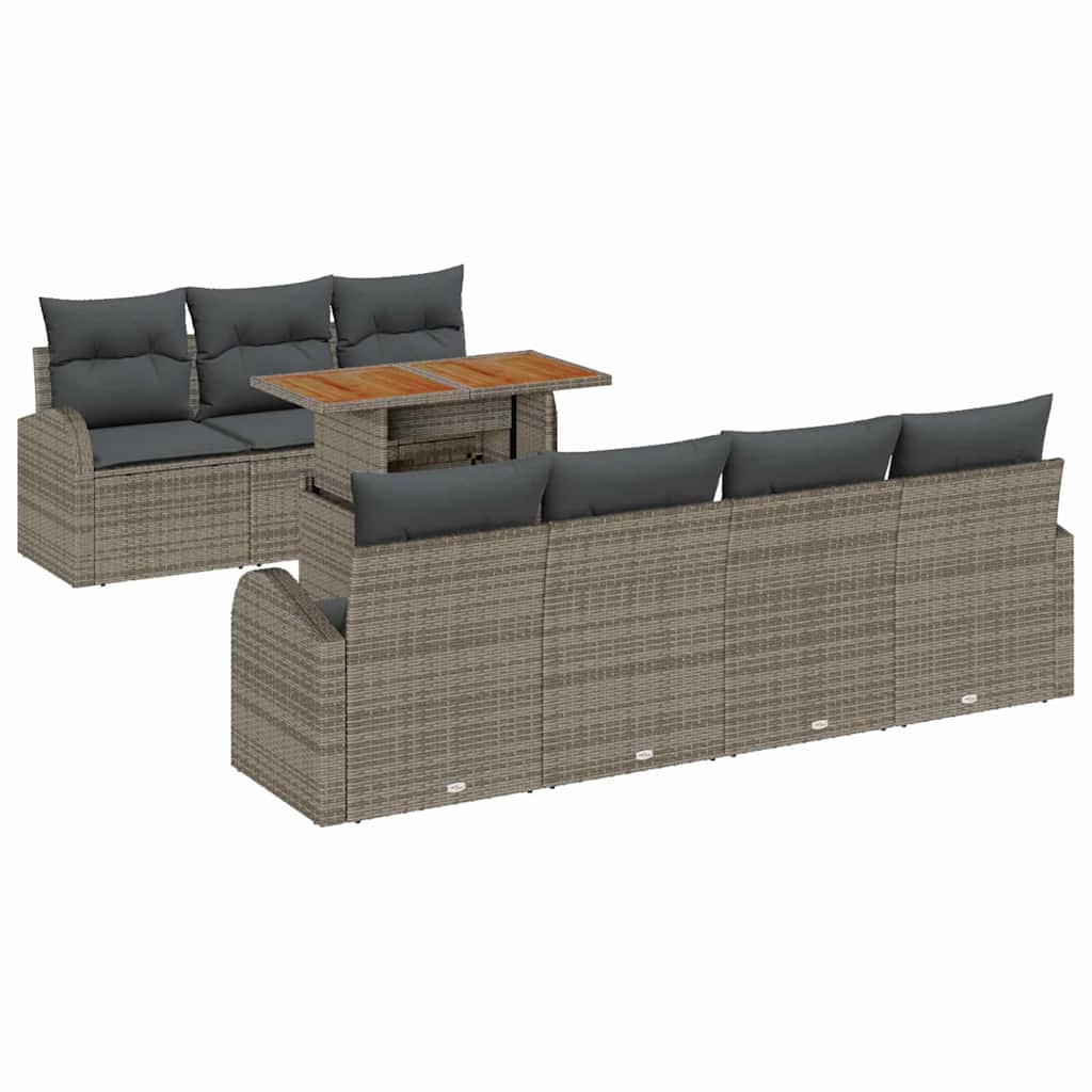 Conjunto de Sofá de Jardim 8 pcs Cinzeto Rattan Sintético