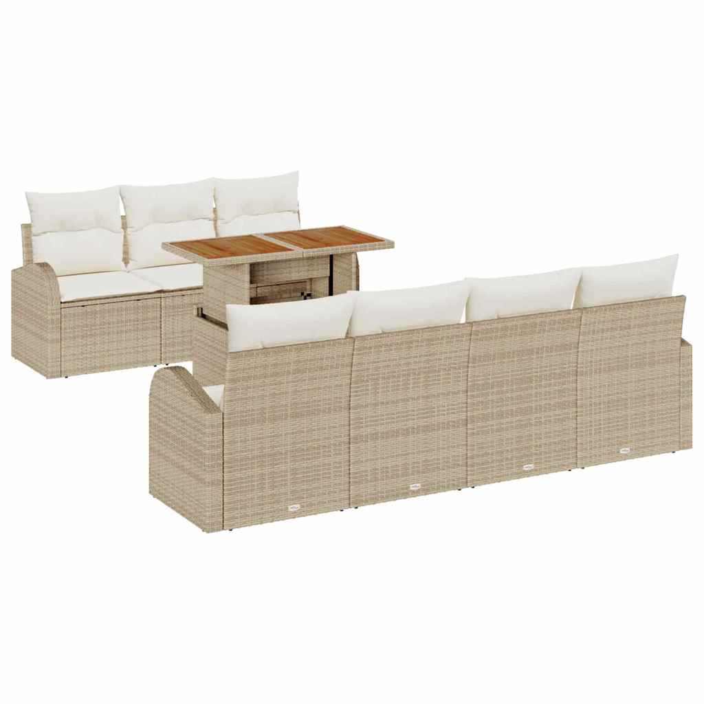 Conjunto de Sofá de Jardim 8 pcs Bege Rattan Sintético