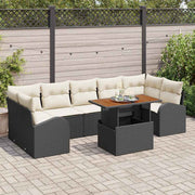 Conjunto de Sofá de Jardim 8 pcs Preto Rattan Sintético