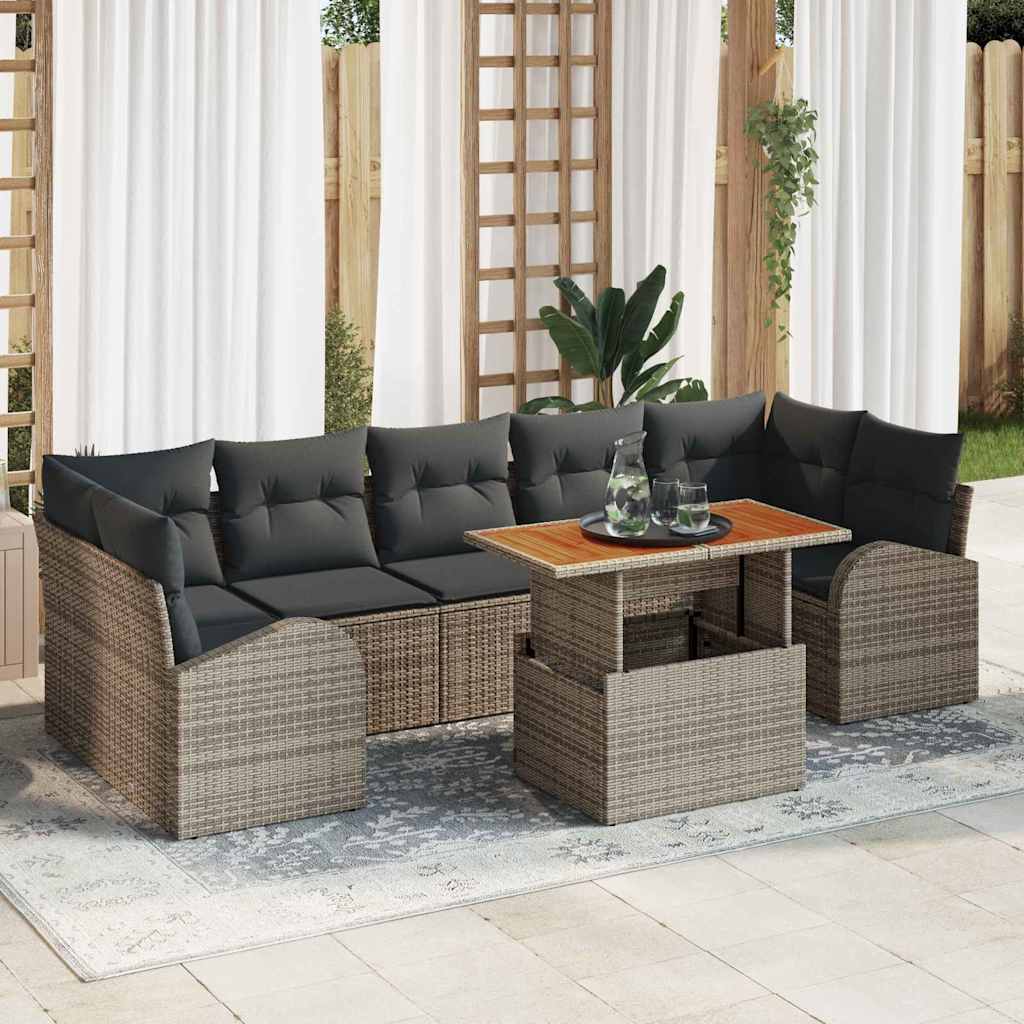 Conjunto de Sofá de Jardim 8 pcs Cinzeto Rattan Sintético