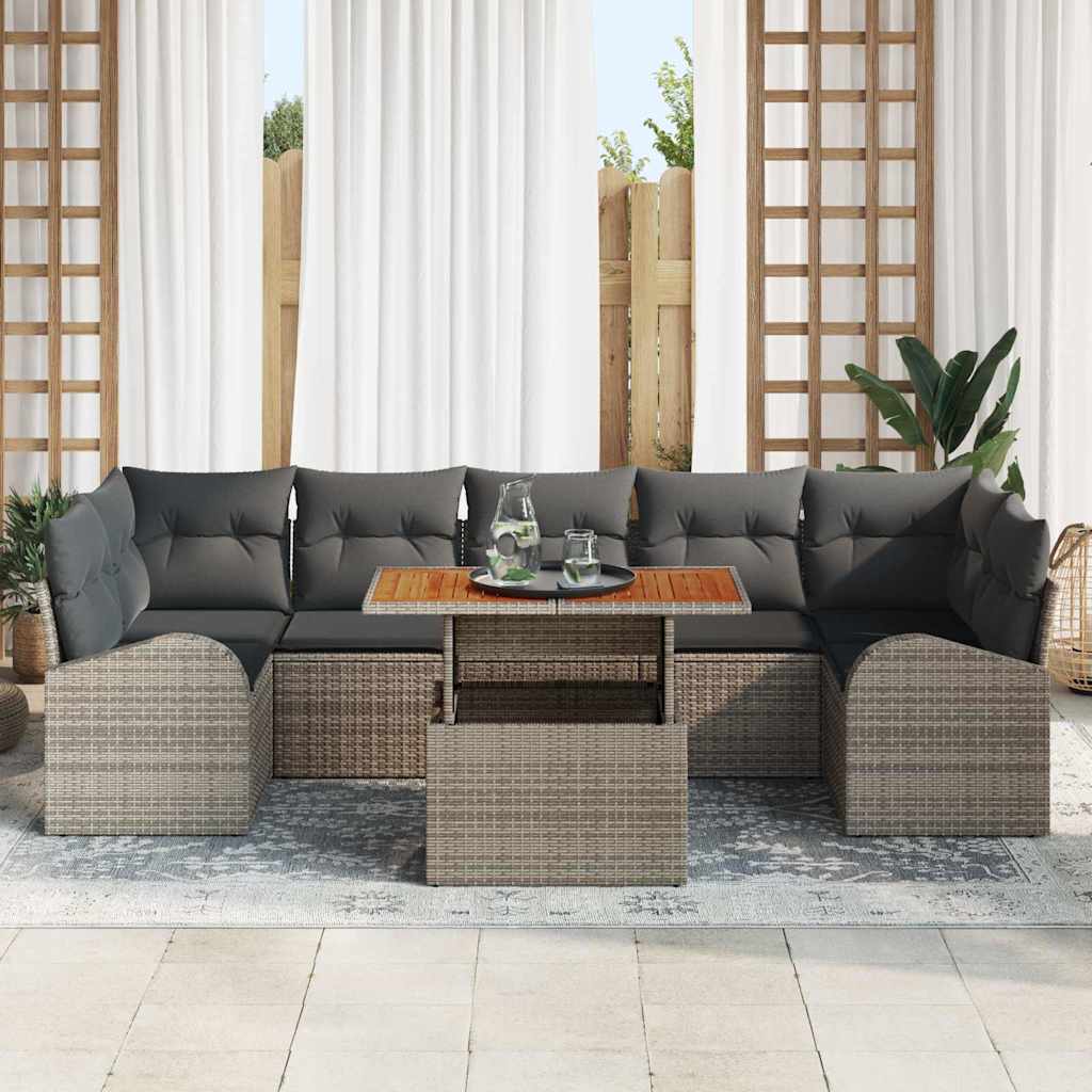 Conjunto de Sofá de Jardim 8 pcs Cinzeto Rattan Sintético