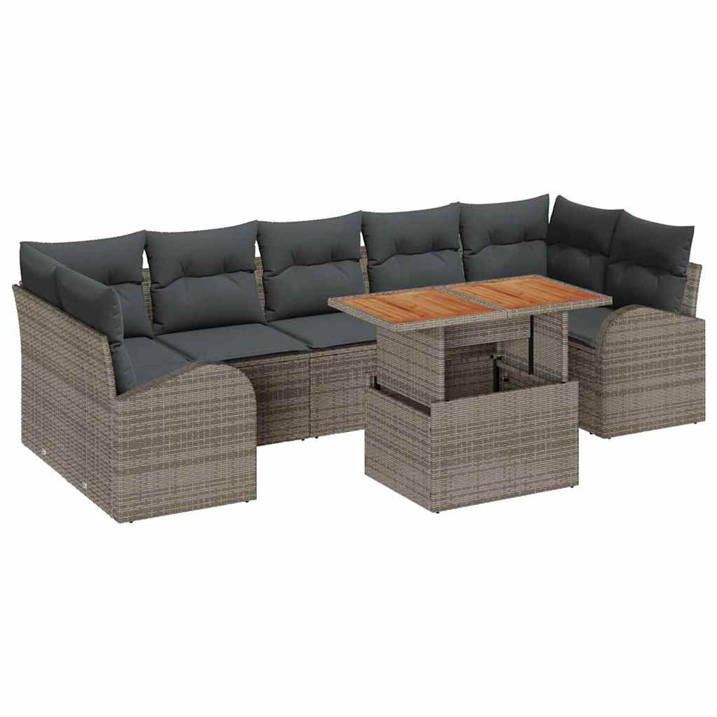 Conjunto de Sofá de Jardim 8 pcs Cinzeto Rattan Sintético