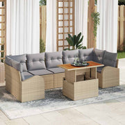 Conjunto de Sofá de Jardim 8 pcs Bege Rattan Sintético