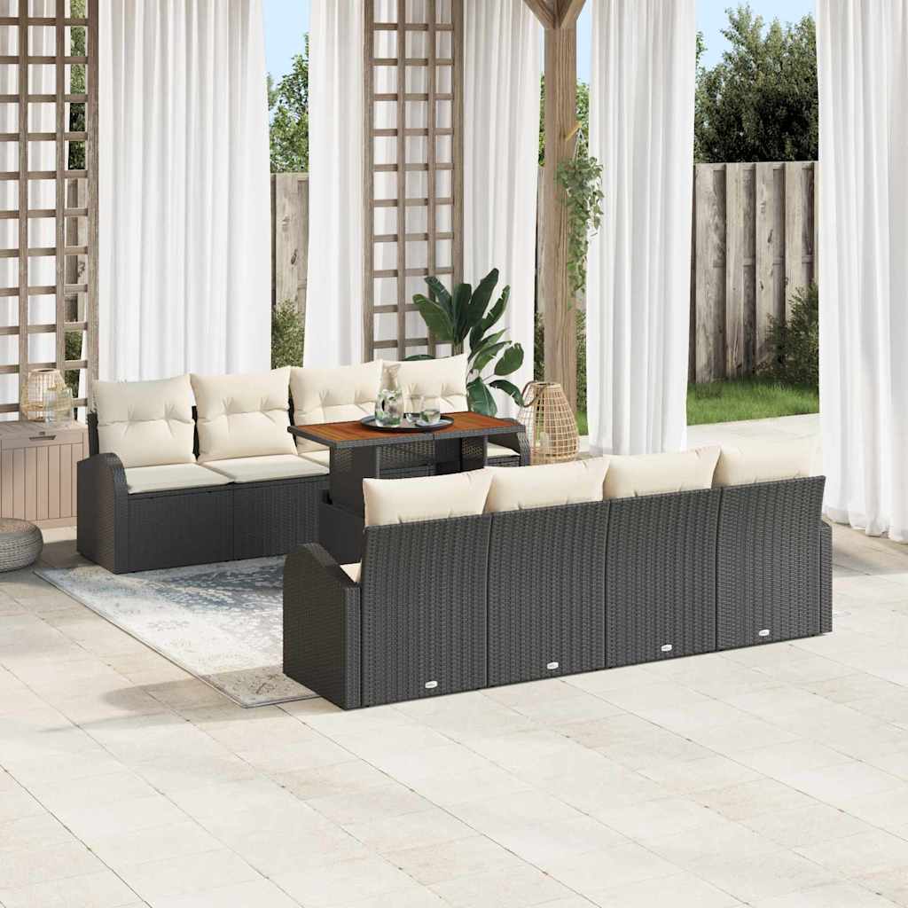 Conjunto de Sofá de Jardim 9 pcs Preto Rattan Sintético
