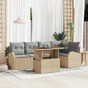 Conjunto de Sofá de Jardim 6 pcs Bege Rattan Sintético