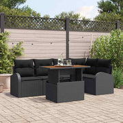Conjunto de Sofá de Jardim 6 pcs Preto Rattan Sintético