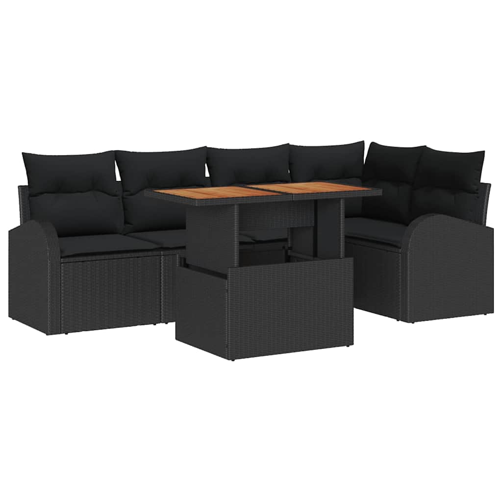 Conjunto de Sofá de Jardim 6 pcs Preto Rattan Sintético