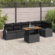 Conjunto de Sofá de Jardim 7 pcs Preto Rattan Sintético
