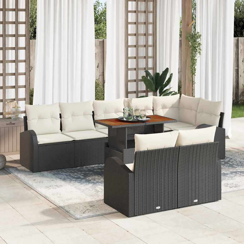 Conjunto de Sofá de Jardim 9 pcs Preto Rattan Sintético