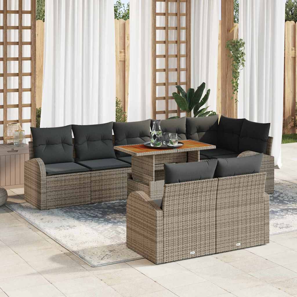 Conjunto de Sofá de Jardim 9 pcs Cinzeto Rattan Sintético