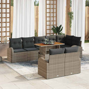 Conjunto de Sofá de Jardim 9 pcs Cinzeto Rattan Sintético