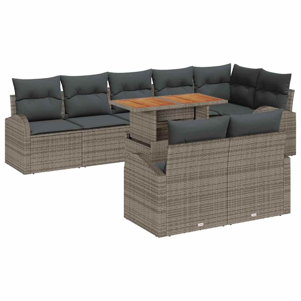 Conjunto de Sofá de Jardim 9 pcs Cinzeto Rattan Sintético
