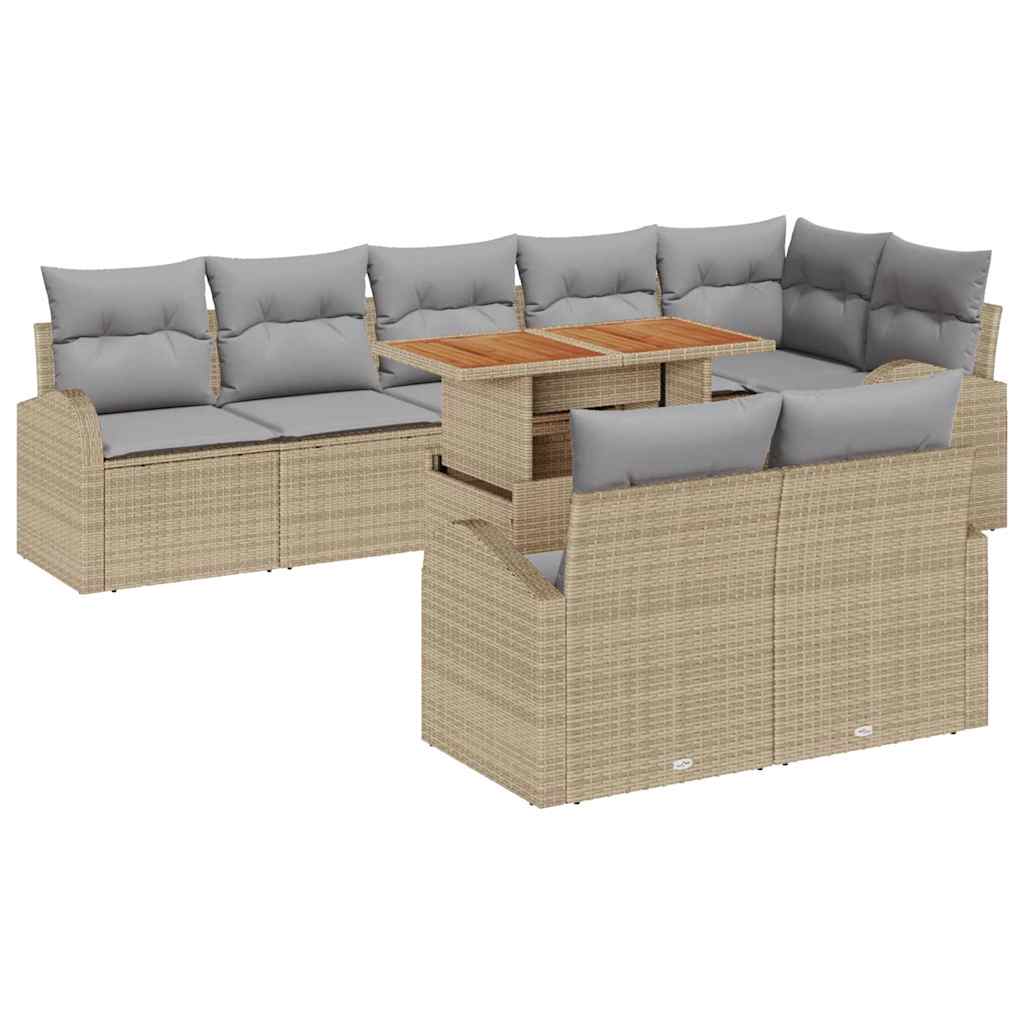Conjunto de Sofá de Jardim 9 pcs Bege Rattan Sintético