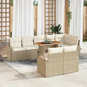 Conjunto de Sofá de Jardim 9 pcs Bege Rattan Sintético