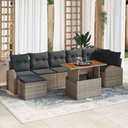 Conjunto de Sofá de Jardim 8 pcs Cinzeto Rattan Sintético