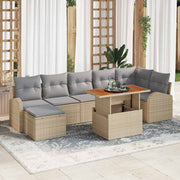 Conjunto de Sofá de Jardim 8 pcs Bege Rattan Sintético