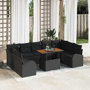 Conjunto de Sofá de Jardim 10 pcs Preto Rattan Sintético