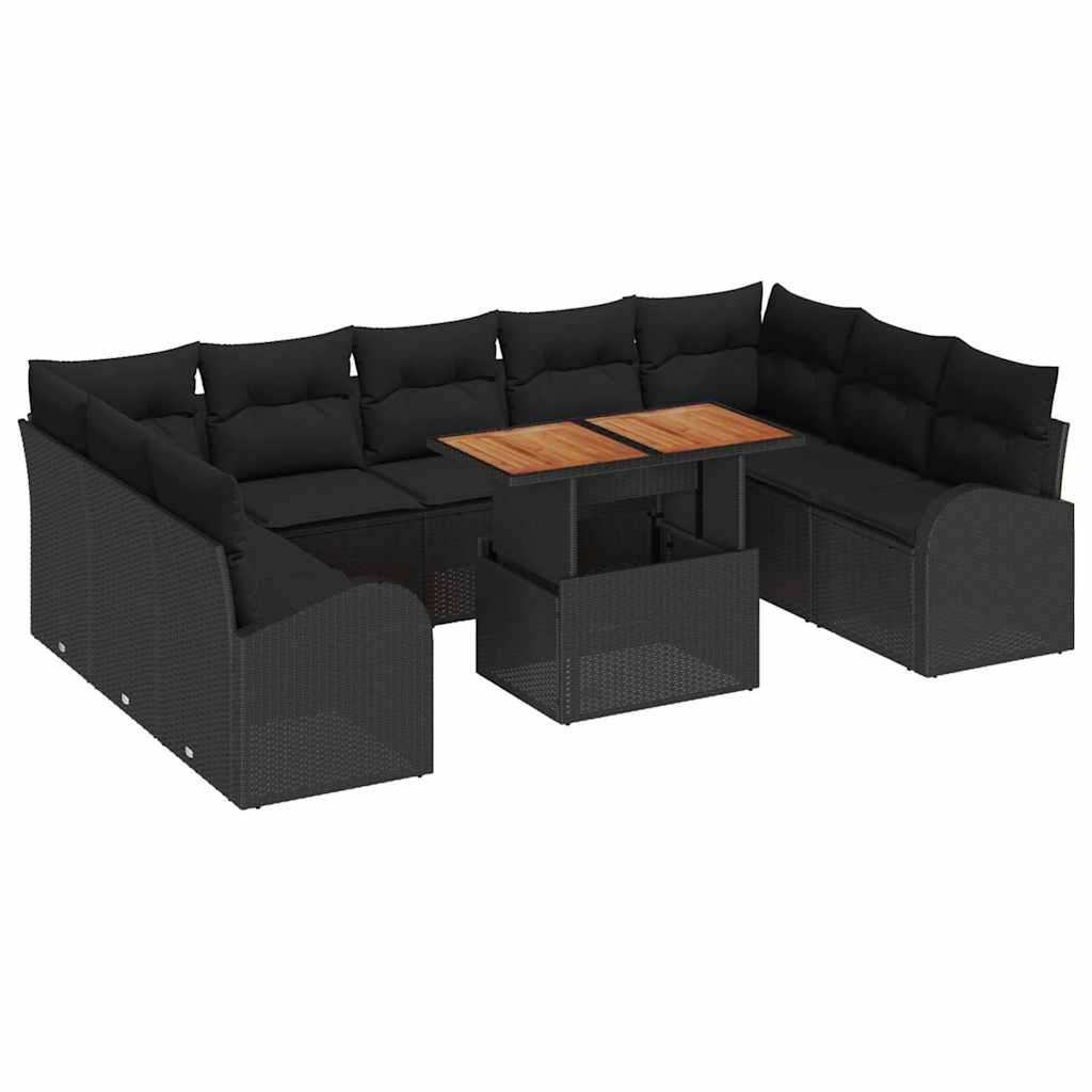 Conjunto de Sofá de Jardim 10 pcs Preto Rattan Sintético