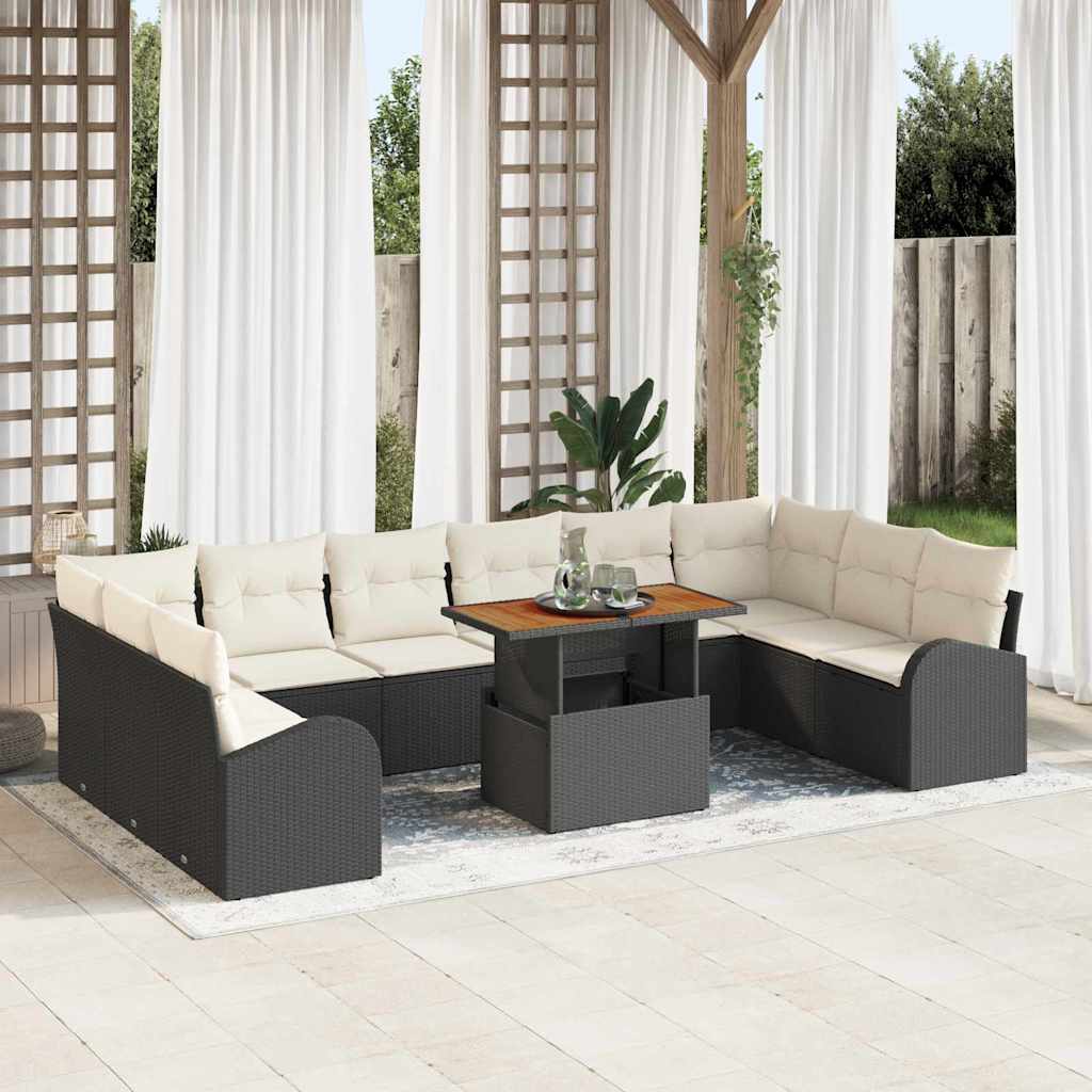 Conjunto de Sofá de Jardim 11 pcs Preto Rattan Sintético
