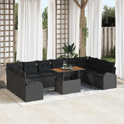 Conjunto de Sofá de Jardim 11 pcs Preto Rattan Sintético