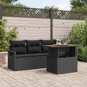 Conjunto de Sofá de Jardim 5 pcs Preto Rattan Sintético