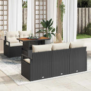 Conjunto de Sofá de Jardim 6 pcs Preto Rattan Sintético