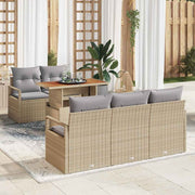 Conjunto de Sofá de Jardim 6 pcs Bege Rattan Sintético