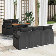 Conjunto de Sofá de Jardim 6 pcs Preto Rattan Sintético