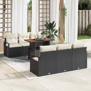 Conjunto de Sofá de Jardim 7 pcs Preto Rattan Sintético
