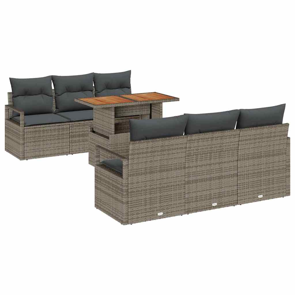 Conjunto de Sofá de Jardim 7 pcs Cinzeto Rattan Sintético